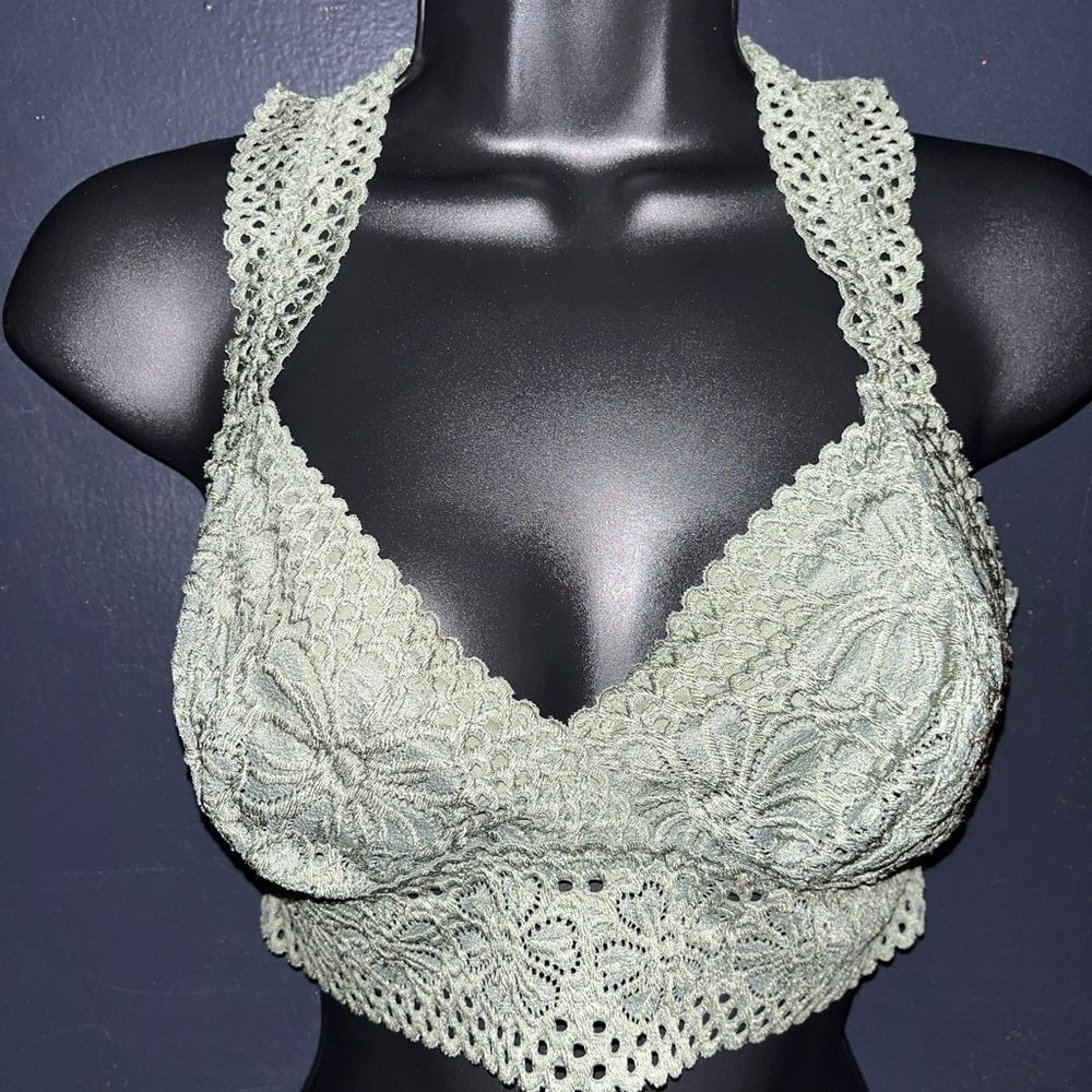 Aerie Olive green lace bralette. Size medium. loungewear, intimates